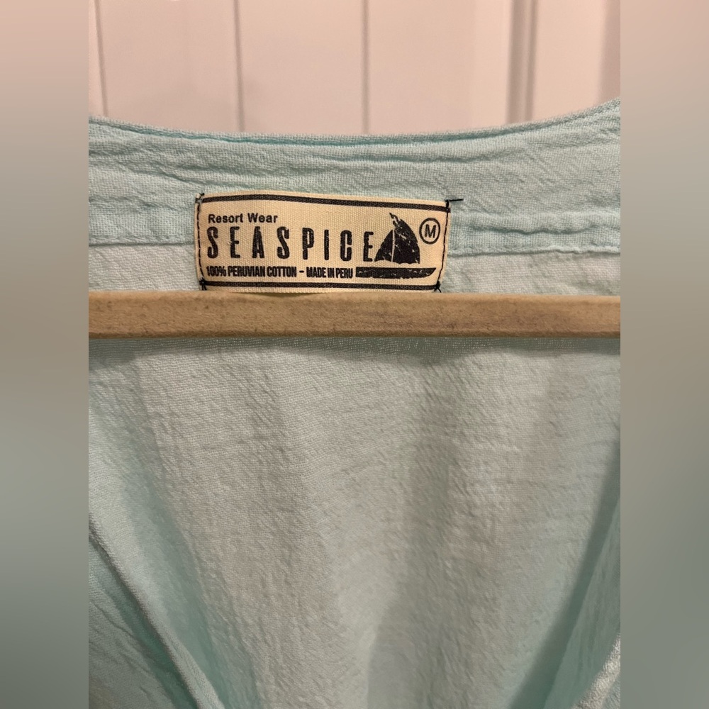 SeaSpice Resort Wear “Isla” Cover Cotton Mini Dress EUC – Baby Turquoise Cruise - Picture 7 of 9